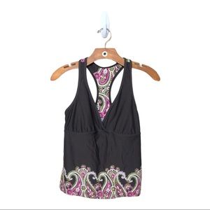 Athleta Women’s Tankini Swim Top Size M Brown Floral Paisley